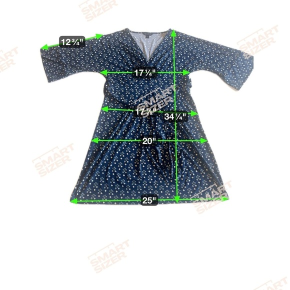 Banana Republic Outlet Elegant Vneck ruched Blue & white Dress w attached belt - Picture 3 of 9